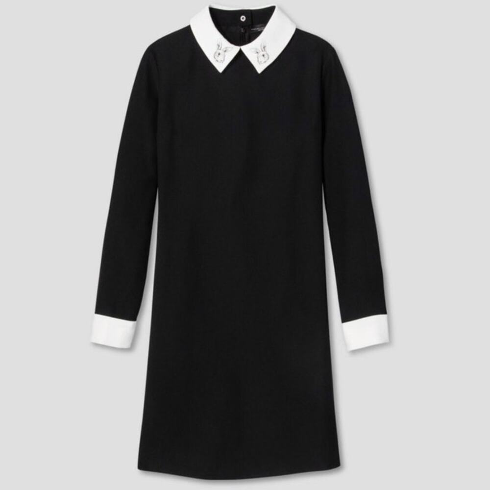Victoria Beckham Girls Black Bunny Peter Pan Collar Dress L